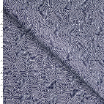 Wave Stripe on Midnight Blue Designer Cotton Shirting from ‘Tori Richards’ Fabric By The Yard