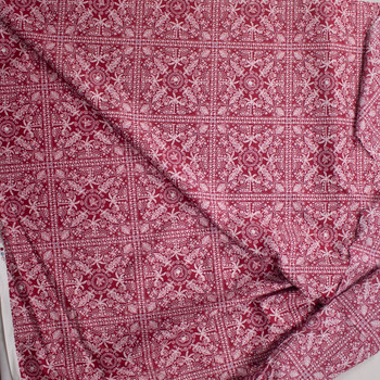 Beachside Bandana on Red Designer Cotton Shirting from ‘Tori Richards’ Fabric By The Yard - Wide shot