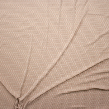 Light Tan Honeycomb Textured Midweight Athletic Spandex Fabric By The Yard - Wide shot