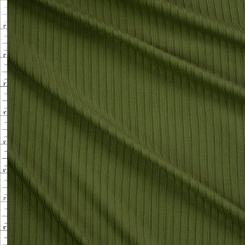 Olive Green Brushed Stretch Rib Knit Fabric By The Yard