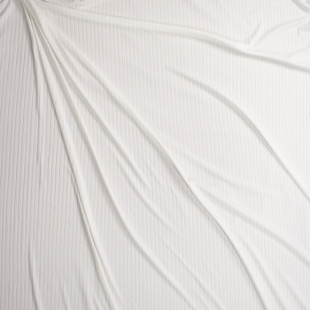 Warm White Brushed Stretch Rib Knit Fabric By The Yard - Wide shot
