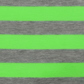 Green and Gray 1" Striped Jersey Knit Fabric