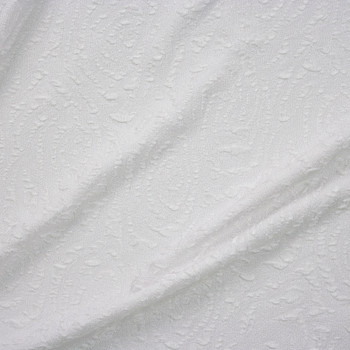 White Rose Textured Double Knit Fabric By The Yard - Wide shot
