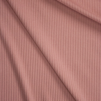 Dusty Pink Midweight Ribbed Knit Fabric By The Yard - Wide shot