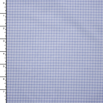 Blue on Light Blue Windowpane Plaid Designer Fine Cotton Shirting Fabric By The Yard