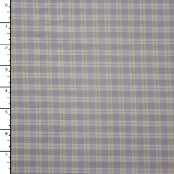 Yellow and Blue Plaid Designer Fine Cotton Shirting Fabric By The Yard