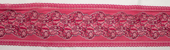 6.375" Raspberry and Black Designer Stretch Lace Trim from ‘Hanky Panky’ Fabric By The Yard - Wide shot