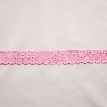 1.125" Pink Perforated Designer Stretch Lace Trim from ‘Hanky Panky’ Fabric By The Yard
