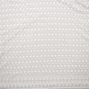 Warm White Medallions Designer Cotton Lace Fabric By The Yard - Wide shot