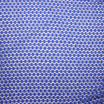 Blue Dots and Flowers Border Pattern Designer Cotton Lace Fabric By The Yard - Wide shot