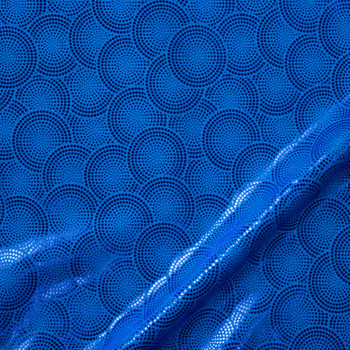 Turquoise Metallic Circles Nylon/Spandex Fabric By The Yard