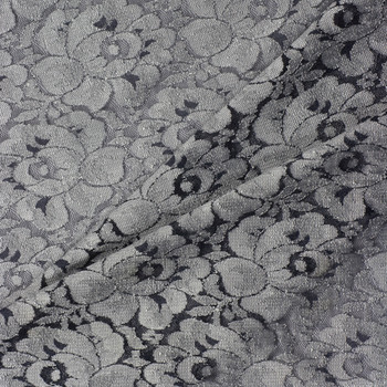 Silver and Black Floral Stretch Lace
