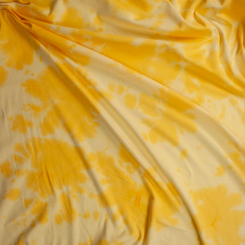 Butter Yellow Tie Dye Micro Rib Fabric By The Yard - Wide shot