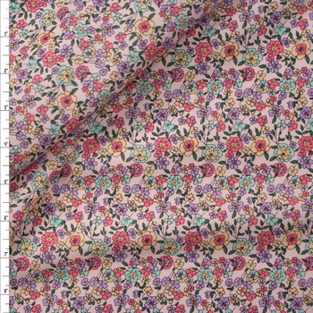 Small Floral on Blush Designer Cotton Lawn Fabric By The Yard