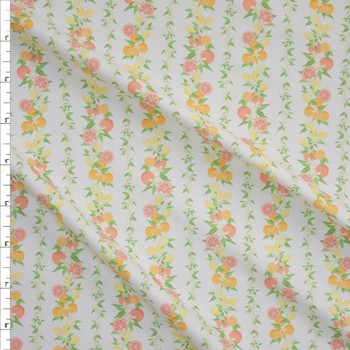 Citrus Stripe on White Designer Nylon/Spandex Fabric By The Yard