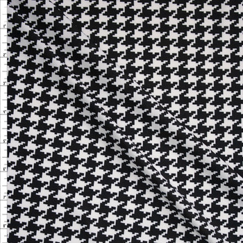 Black and White Houndstooth Lightweight Poly/Spandex Knit Fabric By The Yard