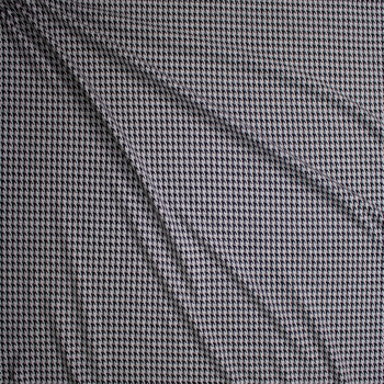 Grey and Black Houndstooth Designer Double Knit Fabric By The Yard - Wide shot