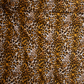Leopard print beige TAN Fine lightweight Jersey knit stretch fabric 150cm 60" 