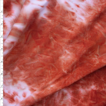 Rust and Offwhite Tie Dye Double Brushed Poly/Spandex Knit Fabric By The Yard