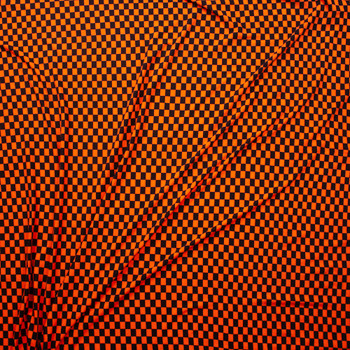 Neon Orange and Black Checkers Double Brushed Poly/Spandex Knit Fabric By The Yard - Wide shot