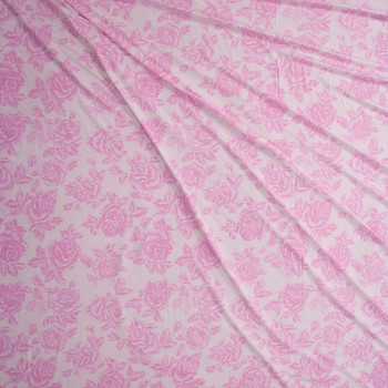 Pink Roses on Baby Pink Fabric By The Yard - Wide shot