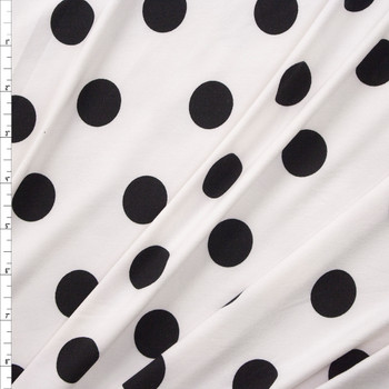 Black on White Jumbo Polka Dot Stretch Double Brushed Poly/Spandex Knit Fabric By The Yard