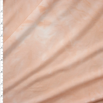 Pale Peach and White Soft Tie Dye Stretch Double Brushed Poly/Spandex Knit Fabric By The Yard