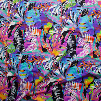 Vibrant Multi Color Island Floral Stretch Nylon/Spandex Performance Knit Fabric By The Yard - Wide shot