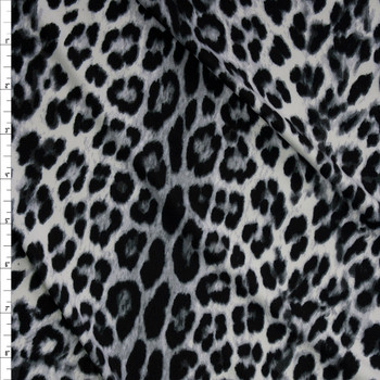 Grey and Black Leopard Print Double Brushed Poly/Spandex Knit Fabric By The Yard