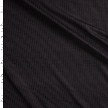 Black Cotton/Modal Stretch Lightweight Rib Knit Fabric By The Yard