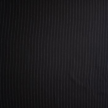 White on Black Vertical Pinstripe Designer Linen Fabric By The Yard - Wide shot