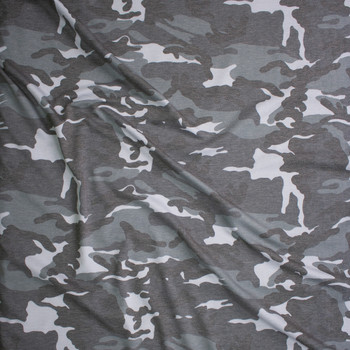 Heater Grey Camouflage Lightweight Designer Sweatshirt Fleece Fabric By The Yard - Wide shot