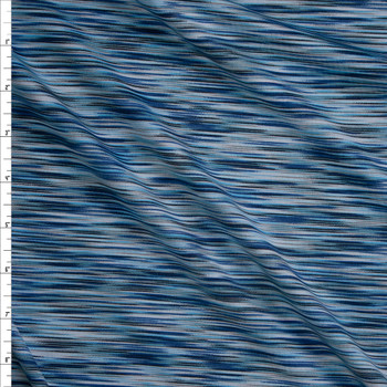 Navy, Sky Blue, and Aqua Space Dye Print Nylon/Spandex Fabric By The Yard