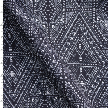 Black and White Intricate Tribal Heavyweight Scuba Fabric By The Yard