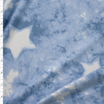 Light Blue Tie Dye and Stars Sunset Studio French Terry by Robert Kaufman Fabric By The Yard
