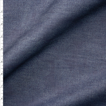 Shadow Paisley on Indigo Designer Cotton Chambray Fabric By The Yard