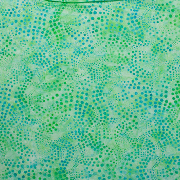 Turquoise Waving Dots on Light Green Authentic Indonesian Batik