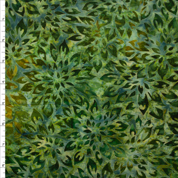 Green Layered Floral Authentic Indonesian Batik #25762 Fabric By The Yard