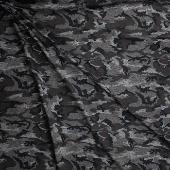 Gunmetal Heather Camouflage Stretch Athletic Knit Fabric By The Yard - Wide shot