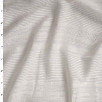 Ivory on Ivory Textured Sheer Stripe Rayon Voile Fabric By The Yard