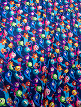 Gumball Galaxy Nylon/Spandex Swim Knit Fabric By The Yard - Wide shot