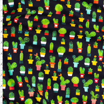 Chili Smiles Cacti Jet Cotton/Spandex Laguna Jersey #25950 Fabric By The Yard Chili Smiles Cacti Jet Cotton/Spandex Laguna Jersey #25950 Fabric By The Yard