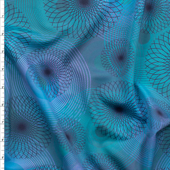 Teal Abstract Mandalay Performance Knit Fabric By The Yard