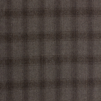 Brown on Brown Plaid Fine Italian Brushed Wool Suiting Fabric By The Yard - Wide shot