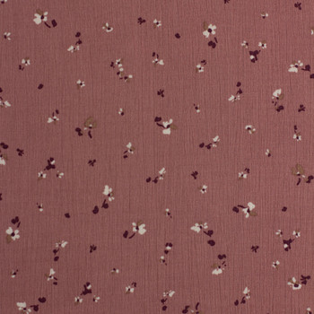 Mauve Small Floral Sunset Studio Crinkle Rayon Woven by Robert Kaufman Fabric By The Yard - Wide shot