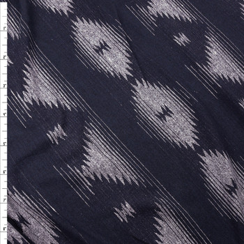 Navy and Grey Southwestern Motif  Brushed Coating from Telio Fabric By The Yard - Wide shot