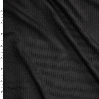 Black Brushed Rib Knit #26087 Fabric By The Yard
