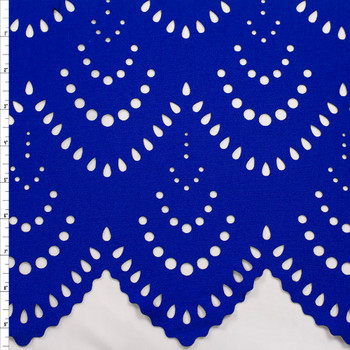 Royal Blue Laser Cut Scalloped Edge Eyelet Scuba Knit Fabric By The Yard