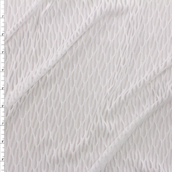 White Waving Textured Mesh Fabric By The Yard