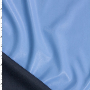 Light Blue Fleece Backed Vegan Leather Fabric By The Yard